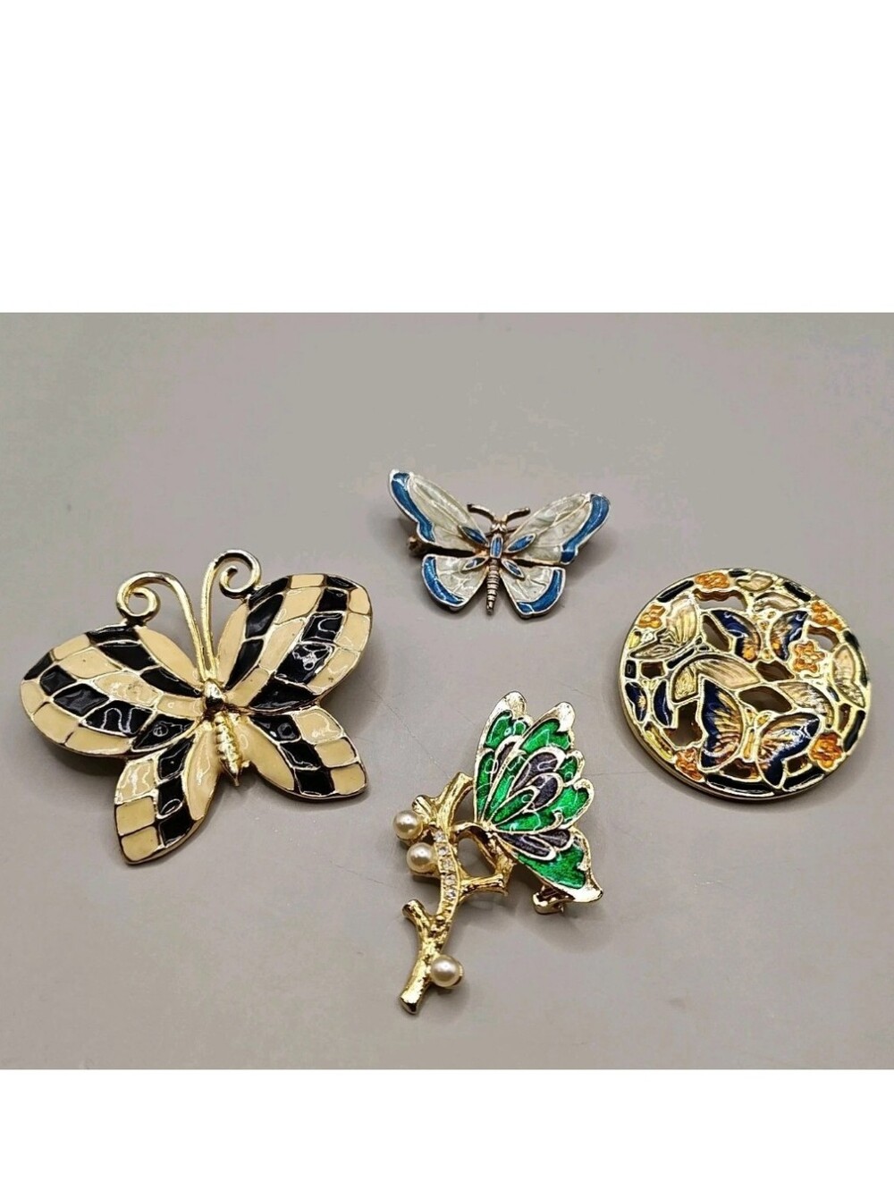 Vintage Closinne Enamel Butterfly Brooch 4 Whimisical Garden Fairy Cottage Boho